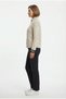 Women's Beige Zippered Plaid Jacket with a Textured Finish. - 3