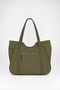Women's Bamboo Khaki Large Shoulder Tote Bag with Back Zipper Pocket and Lined Zipper Closure. - 7