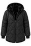 Women's Hooded, Fleece-Lined, Wave-Patterned, Quilted, Zippered Long Winter Coat.