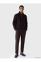 Brown Regular Fit Stand Collar Men's Coat - 2