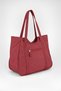 Women's Bamboo Burgundy Large Shoulder Tote Bag with Back Zipper, Pockets, and Lined Interior.