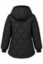 Women's Hooded, Fleece-Lined, Wave-Patterned, Quilted, Zippered Long Winter Coat. - 2