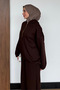 Women's 3-Thread, Brushed Inside, Half-Zip, Stoper-Style Hooded Set 3271 Brown - 4