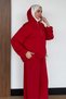 Women's 3-thread, unlined, half-zip, hooded set with stopper, 3271, red. - 2
