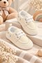 Baby Boy Cream Lace-Up Stitch Detail Soft Sole Casual Sports Slipper Shoes (4-12 Months / Size 18-19) - Lnc-5203 - 5