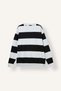 Boxy Fit Crew Neck Striped Woven Label Sweatshirt A9066Ax24Au