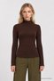 2-Piece Set of Turtleneck Viscose Blouses Lrn0083 Brown Navy Blue - 2