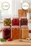 Set of 6 Multi-Purpose Square 720 Cc Glass Jars with Metal Lids, for Preserving, Jam, Honey, Sauce, and Legumes, 720 Ml.