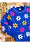 Baby Girl & Child Butterfly and Patterned Crew Neck Stretchy Knit Sweater - 6