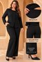 Women's Plus Size, Solid Steel Knit Fabric, Button-Down, Elastic Waistband, Long-Sleeve, Stylish Jacket and Pants Set. - 4