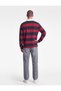 Brushed Inside Long Sleeve Polo Collar Striped Sweatshirt - 4