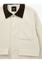Classic Contrast Collar Long Sleeve Pocketed Buttoned Cashmere Jacket - 7