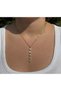 Xuping Luxurious Women's Necklace with a Row of Flower-Shaped Zircon Stones and a Pendant (Gold & Silver) - Stainless Steel. - 4