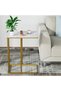 C Shaped End Table, Small End Table MDF Marble Texture Coffee Table,Modern Simplicity C End Table wi