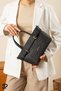 Meyra Double-Buckle Monogram Pattern Adjustable Strap Black Women's Shoulder and Crossbody Bag. - 5