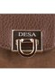 Women's Vizon Gold Lock-Clasp Double-Handle Suede-Textured Handbag. - 7