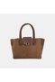 Women's Vizon Gold Lock-Clasp Double-Handle Suede-Textured Handbag.