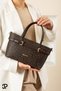Meyra Double-Buckle Monogram Pattern Adjustable Strap Brown Women's Shoulder and Crossbody Bag. - 3