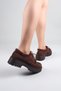 Amber Lace-Up and Feather-Detailed Heeled Casual Shoes, Aci Brown. - 7