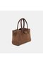 Women's Vizon Gold Lock-Clasp Double-Handle Suede-Textured Handbag. - 3