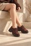 Amber Lace-Up and Feather-Detailed Heeled Casual Shoes, Aci Brown.