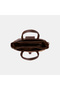 Women's Vizon Gold Lock-Clasp Double-Handle Suede-Textured Handbag. - 5
