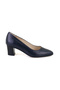 Women's Navy Blue Heeled Leather Desacomfort Classic Shoes - 2