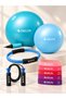 Pilates Cardio Set – 35 cm Hoop + 5 Different Resistance Levels of Latex Aerobic Resistance Bands + 3-Piece Pilates Band Set + Pilates Ball (65 cm) + Pilates Ball (25 cm) + Pump + Foam Jump Rope - 4