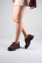 Amber Lace-Up and Feather-Detailed Heeled Casual Shoes, Aci Brown. - 6