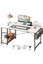 Writing Computer table, 140cm Study Desk table with Reversible Storage Shelves and Fabric Storage Ba