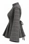 Stand-Up Collar Plaid Lumberjack Shirt with Front Slit - Gray