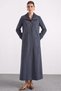 Plus-Size Suede Trench Coat with Knitted Collar Detail, NAVY 6933 - 4