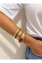 Gold-Toned Burgundy Wristwatch with Zircon Stone Embellishment and a Snake Motif - 3