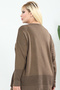 Plus Size Women's 44-52 Size Washed Knitwear 100% Cotton Seasonal Mother's Blouse - Long Sleeve with Stone and Embroidery - 3