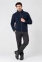 Unisex Navy Blue Boat Neck Full-Zip Fleece Jacket - 2