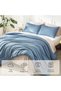 Oversized King Comforter Set Grayish Blue Super King Plus Size, 3 Pieces Lightweight Solid Bedding C - 3