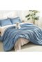 Oversized King Comforter Set Grayish Blue Super King Plus Size, 3 Pieces Lightweight Solid Bedding C