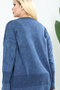 Plus Size Women's 44-52 Size Washed Knitwear 100% Cotton Seasonal Mother's Blouse - Long Sleeve with Stone and Embroidery - 3