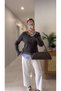 Seyra Smoked Grey Knit Top with Detailed Design. - 4