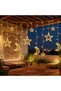 زينة رمضان للمنزل، أضواء رمضان على شكل نجمة وهلال لديكور غرفة النوم، مع جهاز تحكم عن بعد وبطارية