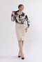 Women's Summer Black Satin Blouse with Draped Front Hem and Tie-Detail 7954