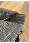 Khaki Jacket with Pleated Details and Plaid Pattern - 1138 - 7