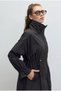 Asymmetrical Patchwork Trench Coat, Dark Brown. - 2