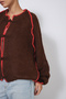 Oversized KNITTED CARDIGAN WITH CONTRAST STITCHING AND BUTTON DETAILS, BROWN - 2