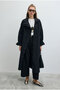 Asymmetrical Patchwork Trench Coat, Black. - 3