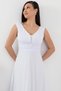 V-neck, smocked waist, buckled chiffon evening dress 13454 - 5