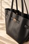 Aven Black Suede-Look Lockable Women's Handbag - 7