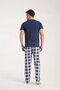 Men's Navy Blue Button Collar Short Sleeve Pajama Set - 5