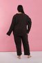 Women's Plus Size Black Red Floral Buttoned Pajama Set - 6