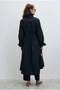 Asymmetrical Patchwork Trench Coat, Black. - 5